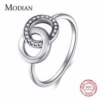 modian fashion vintage cubic zirconia jewelry for women real 925 sterling silver party simple ring classic engagement gift