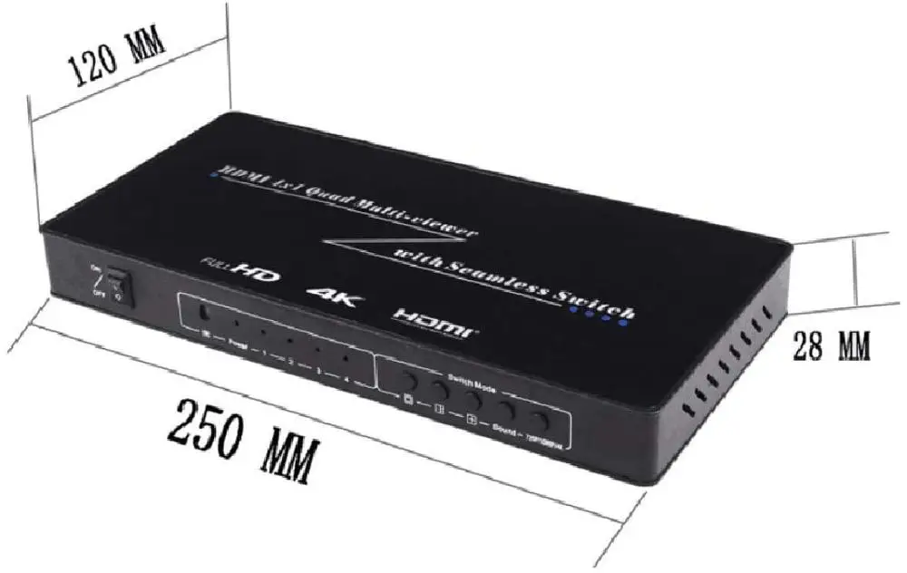 4X1 HDMI мультипросмотр четырехэкранный в режиме реального времени с функцией