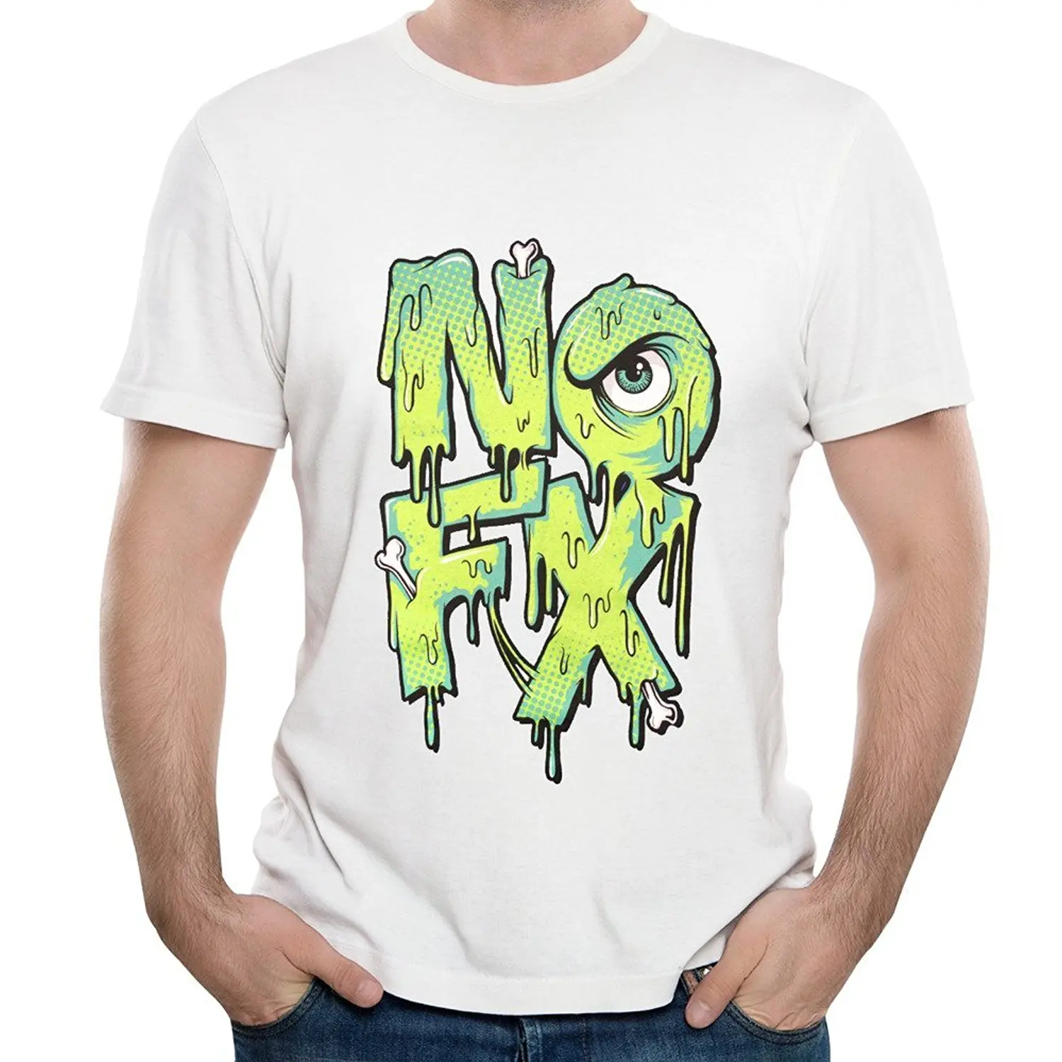 Мужские удобные мягкие футболки с коротким рукавом и круглым вырезом Nofx Rock Band Live