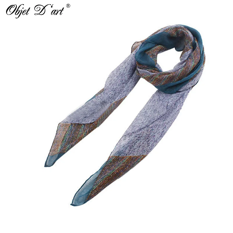 Популярные шифоновые шарфы новый дизайн винтажный шарф в синюю полоску шаль
