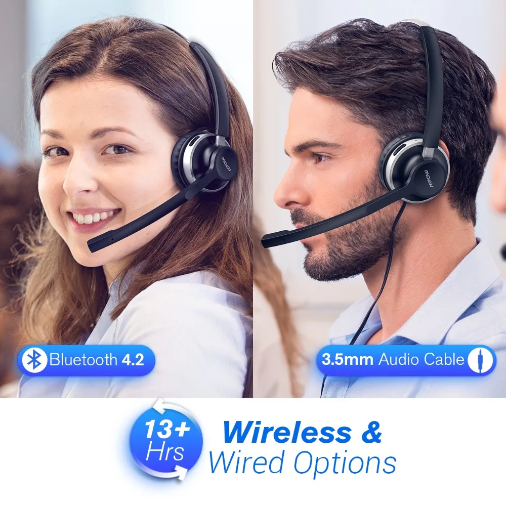 Mpow HC3 Bluetooth наушники кристально чистые Беспроводные наушники с двойным шумоподавлением микрофоны для колл-центра и водителя грузовика