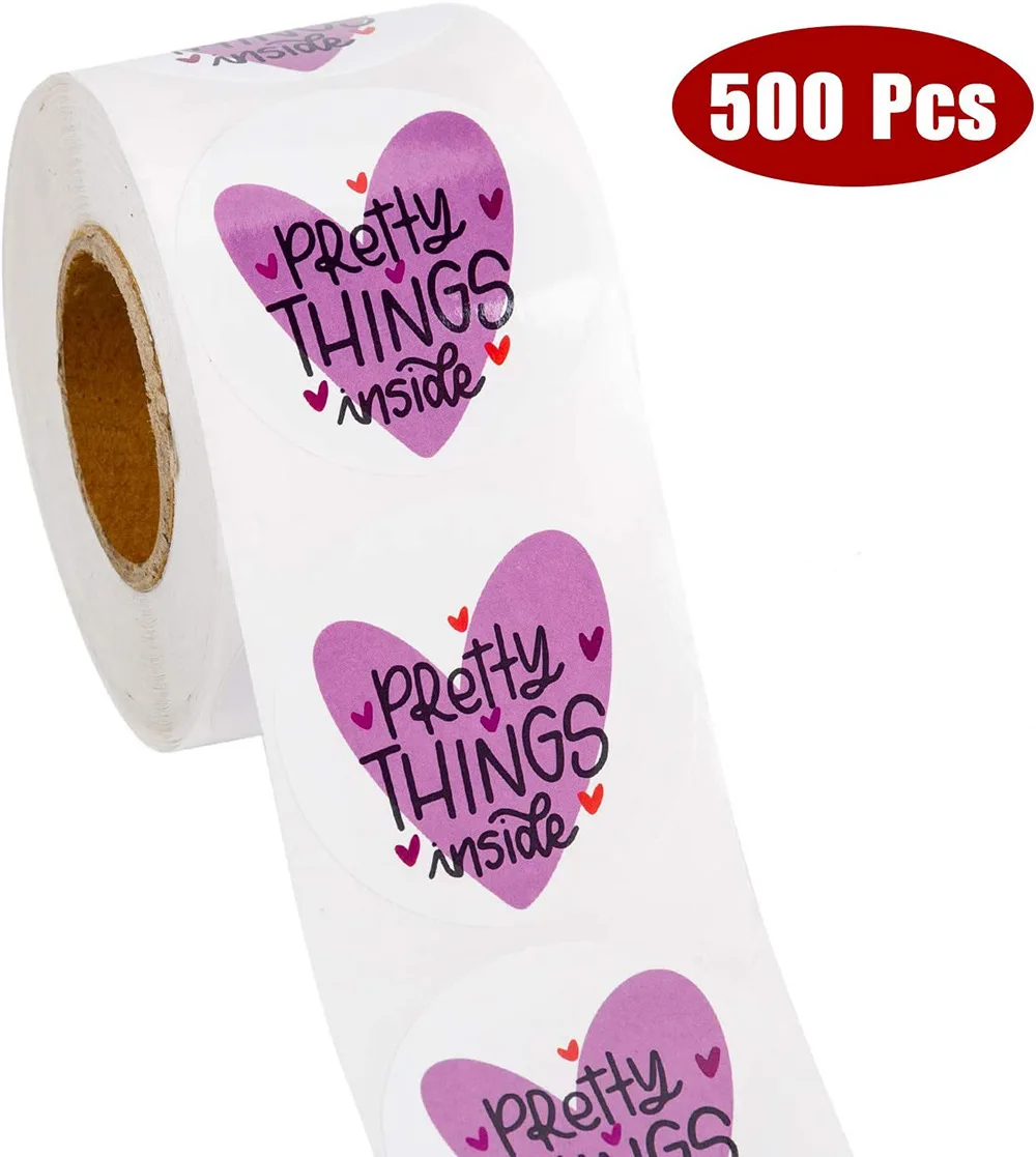 

Multiple styles 50-500pcs "Pretty Things Inside " Stickers Heart Thanks for Shopping Small Shop Local Handmade Decor Labels S