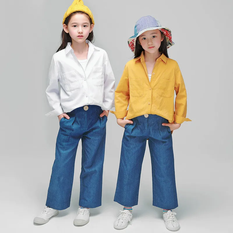 Джинсы для девочек-подростков от 4 до 16 лет синие хлопковые повседневные