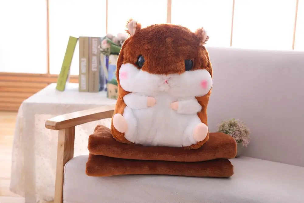 As picture Прямая поставка Peluches хомяк плюшевые животные мягкая игрушка хомячок с покрывалом Подушка 3 в 1 Набор для детей - Цвет: As picture