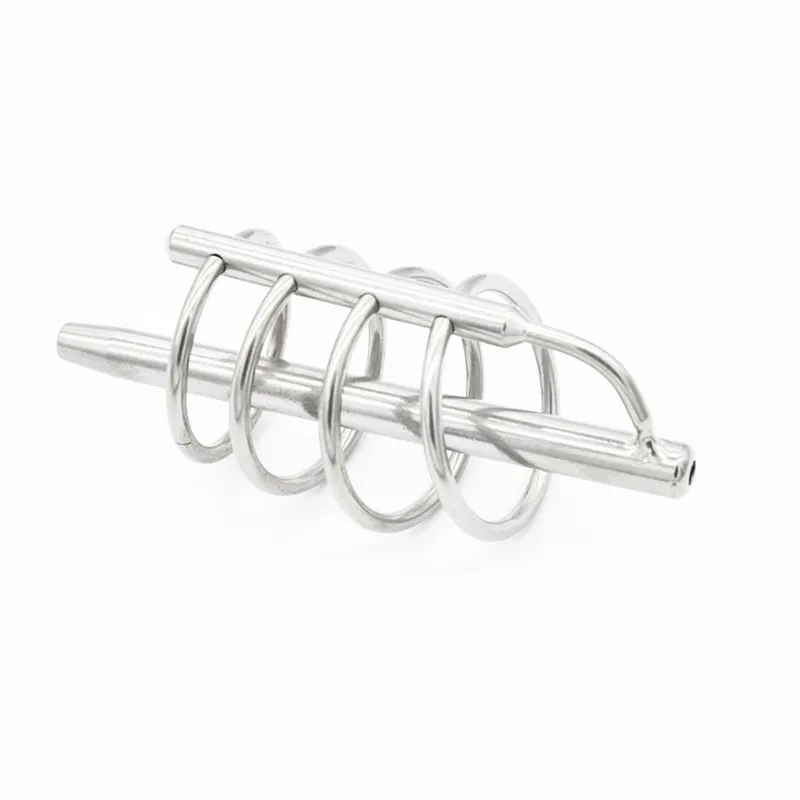 

Stainless Steel Male Urethral Catheter Sounds Chastity Play Strap On Urethra Dilator Plug with Penis Rings XCXA018