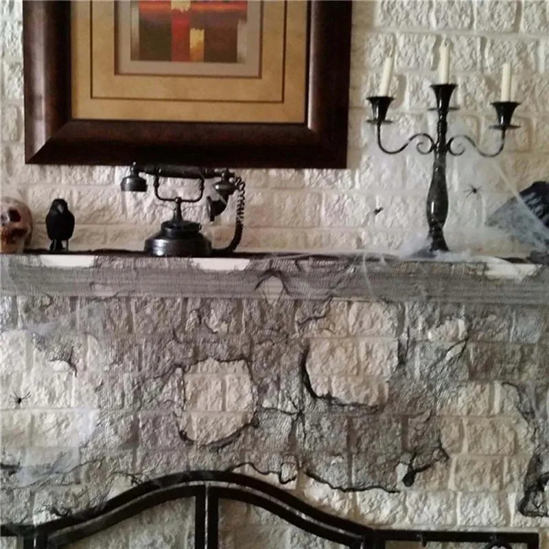 Жуткая ткань для Хэллоуина украшение окна стола двери сетка жуткая нарядная