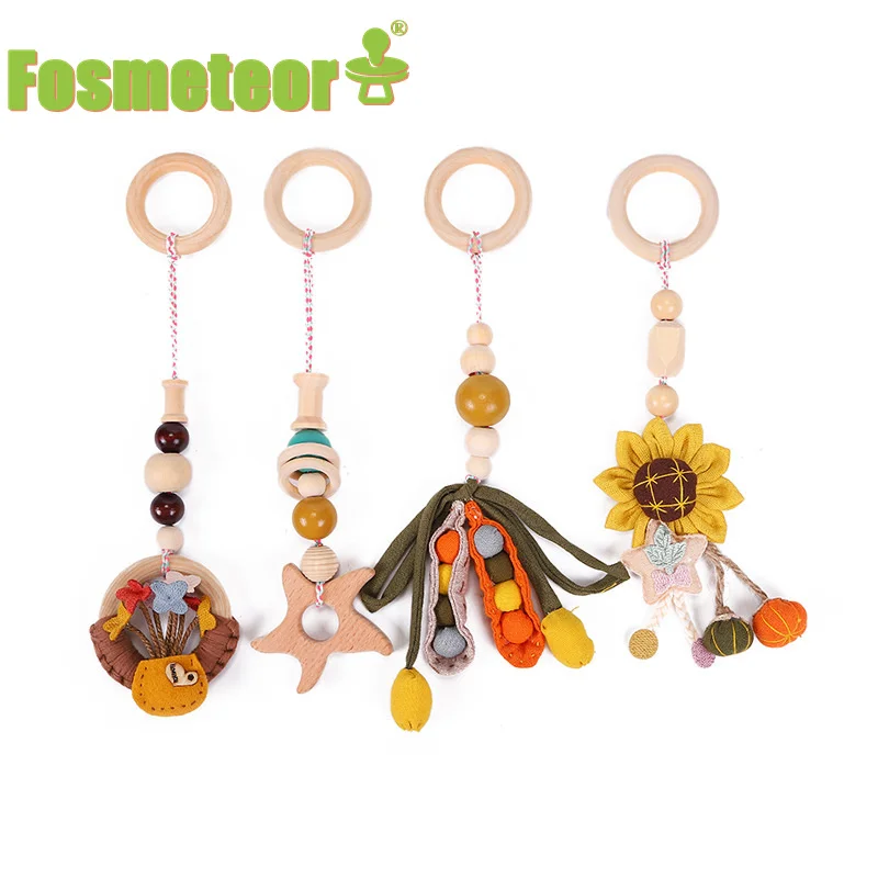 

Fosmeteor New Molar Toys DIY Pendant Cotton Woven Wood Circle Children's Room Pendant Pacifier Chain Decoration Toy Gift
