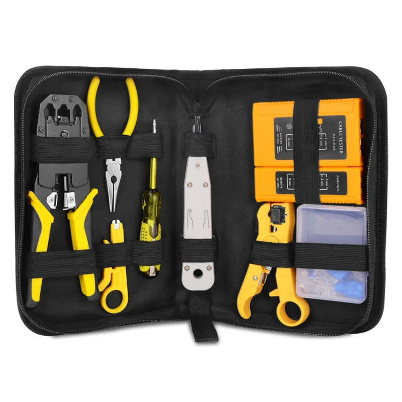 

Network Repair Plier Tool Kit with Utp Cable Tester Spring Clamp Crimping Tool Crimping Pliers for Rj45 Rj11 Rj12