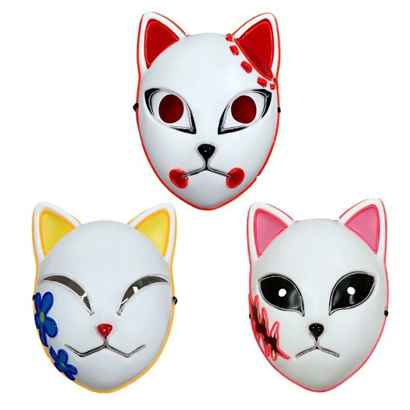 Demon Slayer Kimetsu LED Mask Props Sabito Halloween Party Light Masks for Adult Horror Led Up | Дом и сад