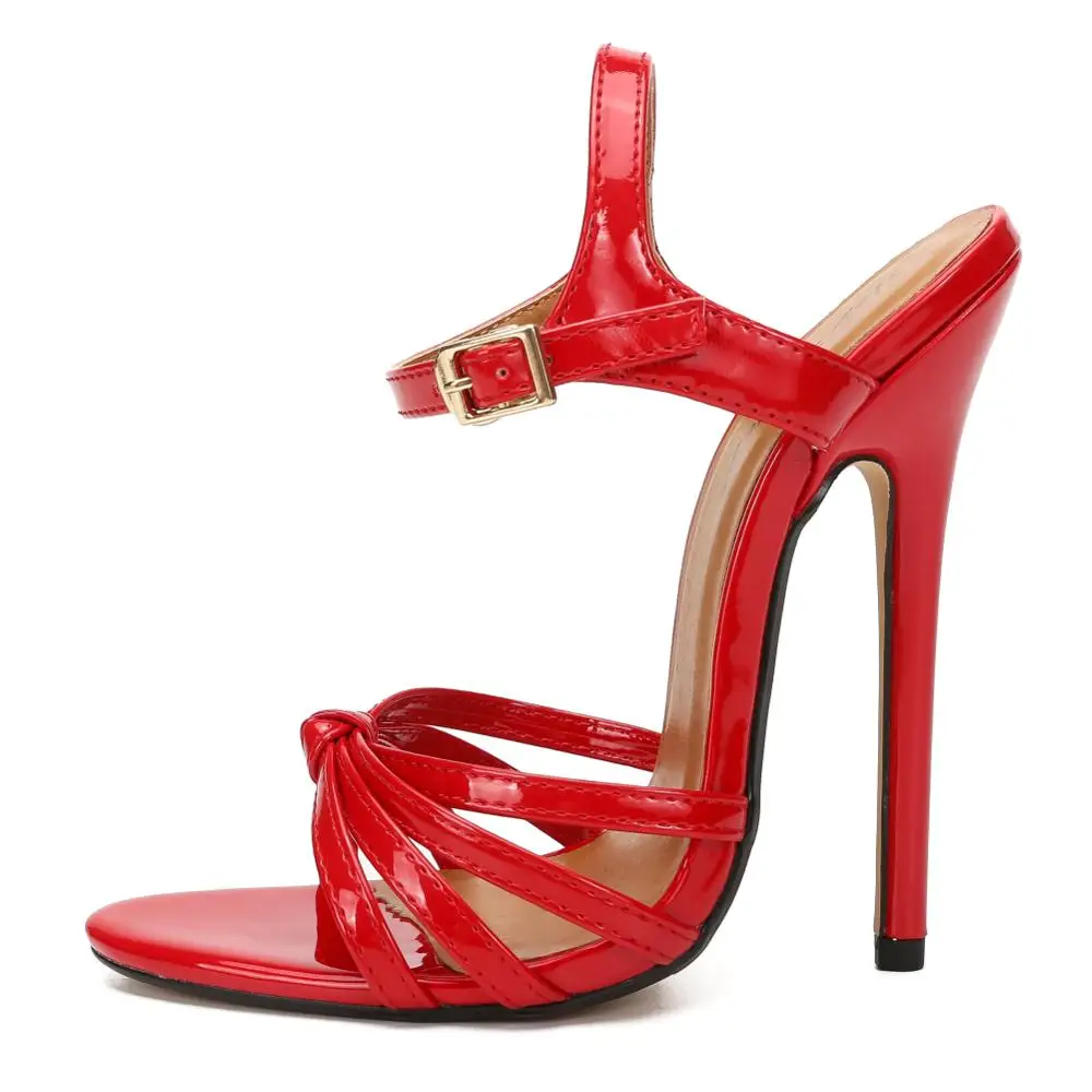 Женские босоножки на высоком каблуке MAIERNISI Красные из сетчатой ткани 15 см лето 2021