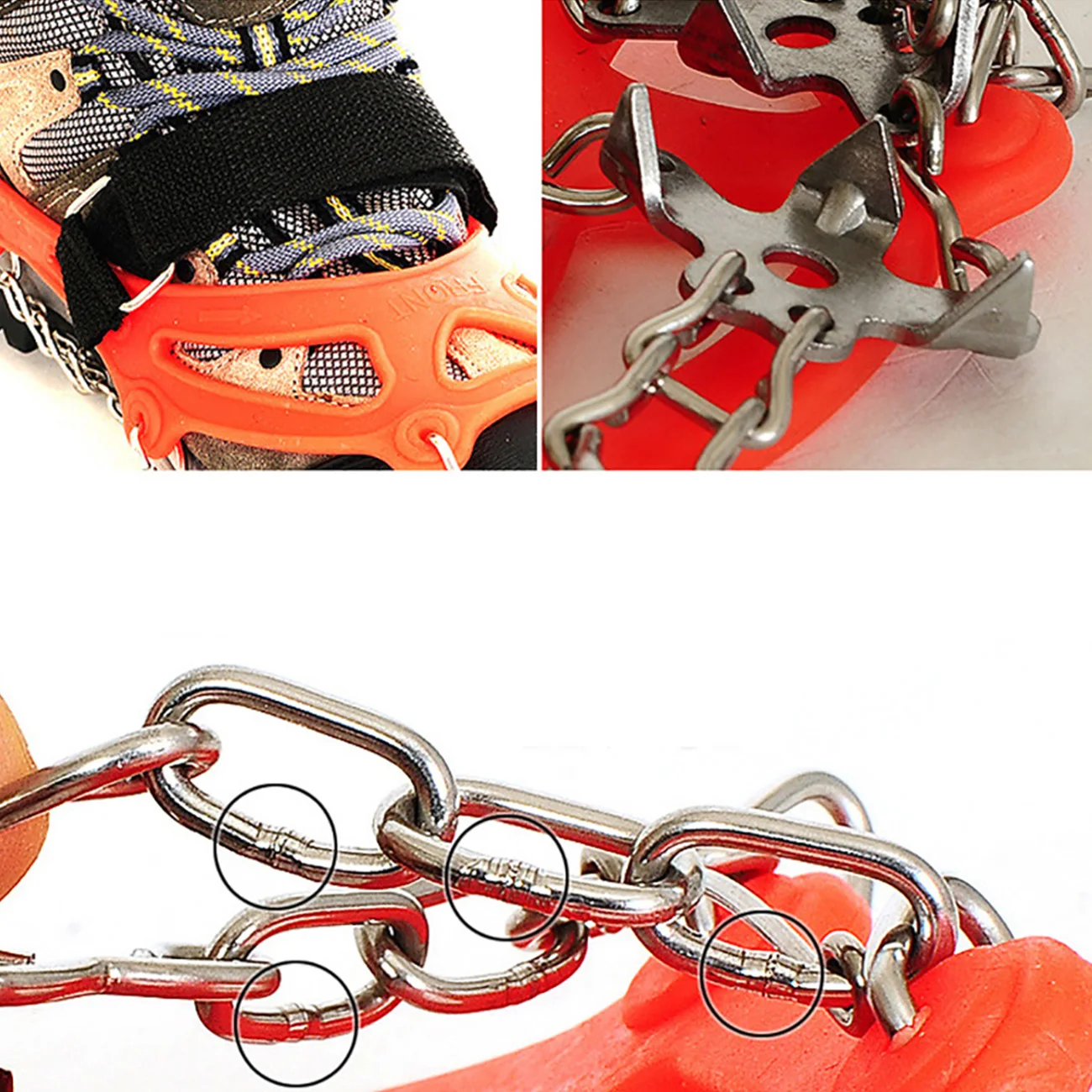 

1Pair 18 Teeth Ice Snow Crampons Anti-slip Climbing Gripper Shoe Covers Spike Cleats Snow Skid Shoe Cover Spike Cleats