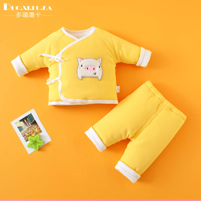 2019 зимняя одежда для новорожденных мальчиков и девочек из плотного хлопка