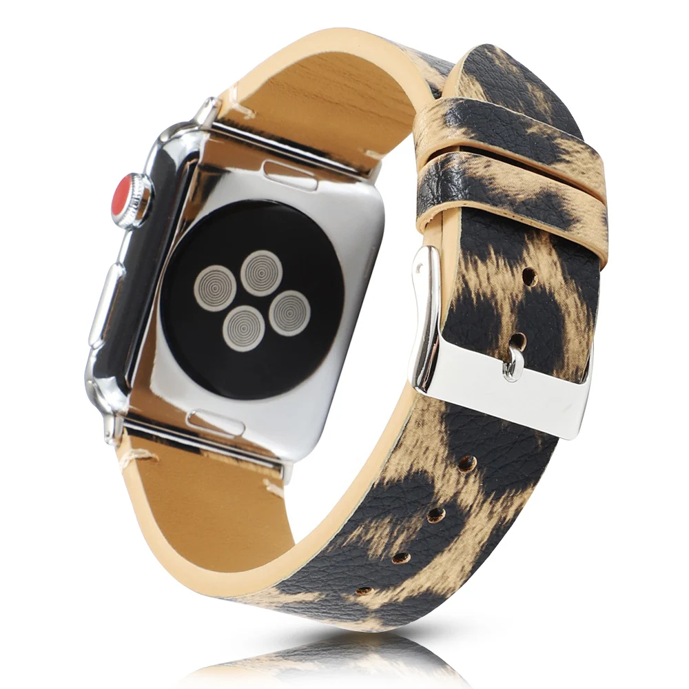 Новая модная кожаная с леопардовым принтом для Apple Watch SE 40 мм 44 38 42 ремешок iWatch Series 6