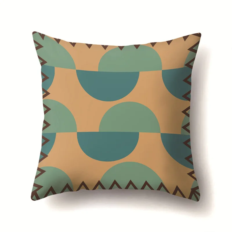 

Polyester Geometry Cushion Cover Contrast Color Decorative Pillowcase for Sofa Couch Living Room Decor 45x45cm Retro Vintage