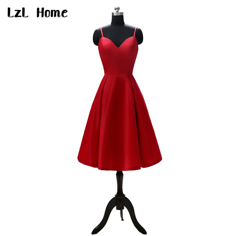 Женское короткое вечернее платье LzL красное коктейльное с лямкой на шее бальное