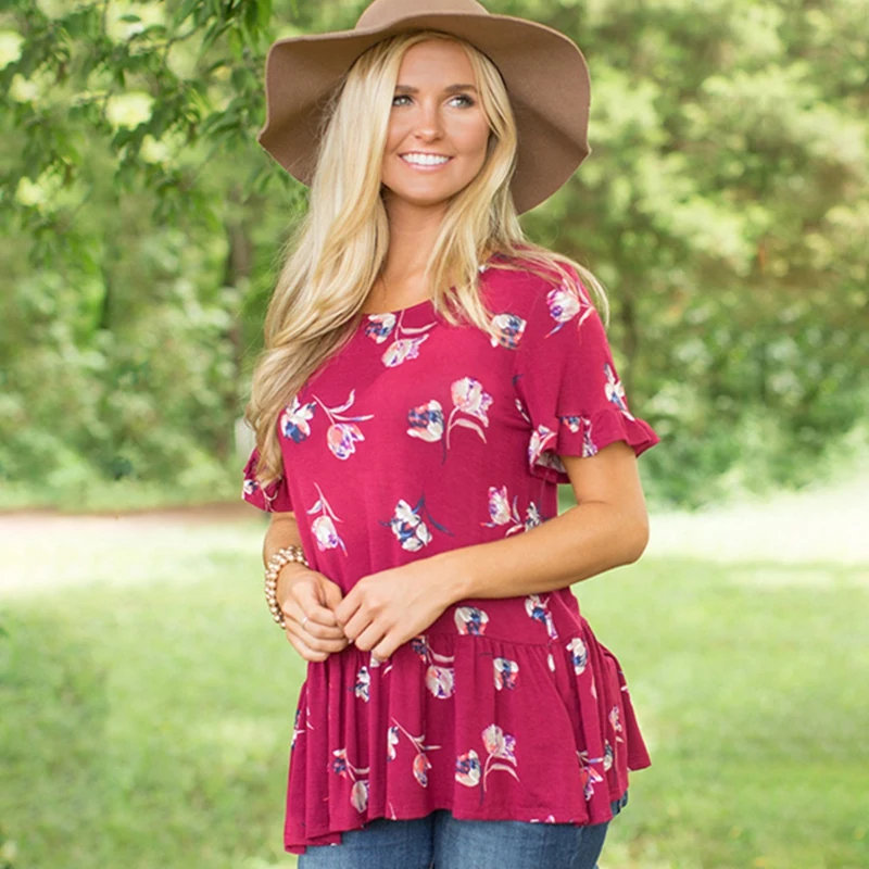 Женская блузка с цветочным принтом элегантная повседневная Свободная рубашка