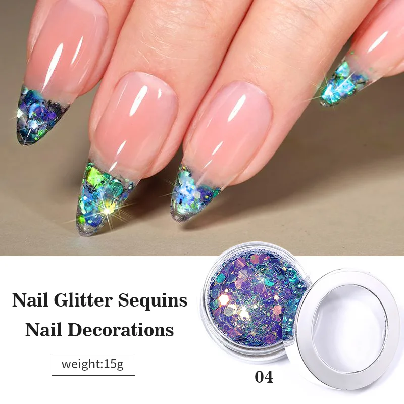 

BORN PRETTY Nail Glitter Sequins Sparking Shining Flakes Holographic Manicure DIY Nail Art Decorations Accessories Winter Power