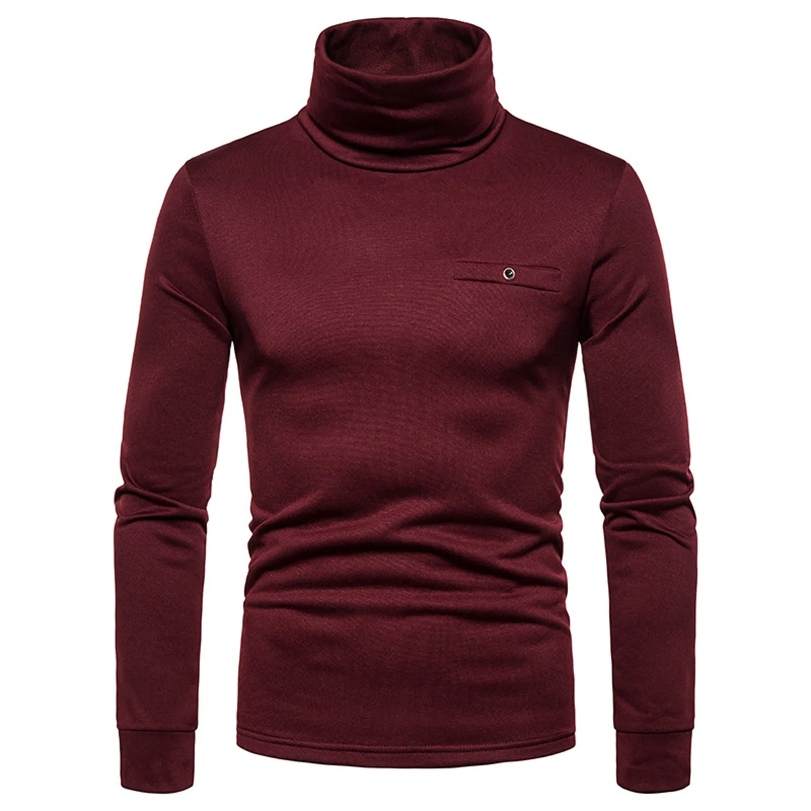 

Мужская однотонная стрейчевая облегающая блузка с высоким воротником и длинным рукавом