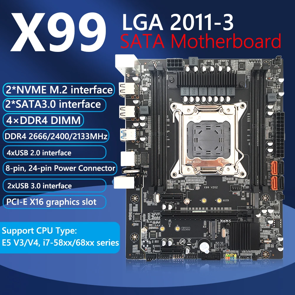 

Комплект материнской платы Atermiter X99 D4 DDR4 с процессором Xeon E5 2640 V3 LGA2011-3, 2 шт. X 8 ГБ = 16 Гб 3200 МГц DDR4 REG ECC, Память ОЗУ