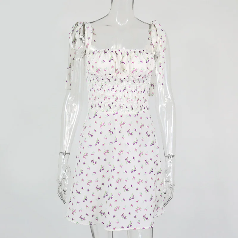 Женское платье с цветочным принтом Boho облегающее плиссированное средней длины