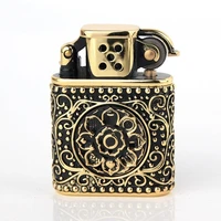 armor six character mantra high grade pure copper carving kerosene lighter vintage gadgets for men smoking accessories for weed