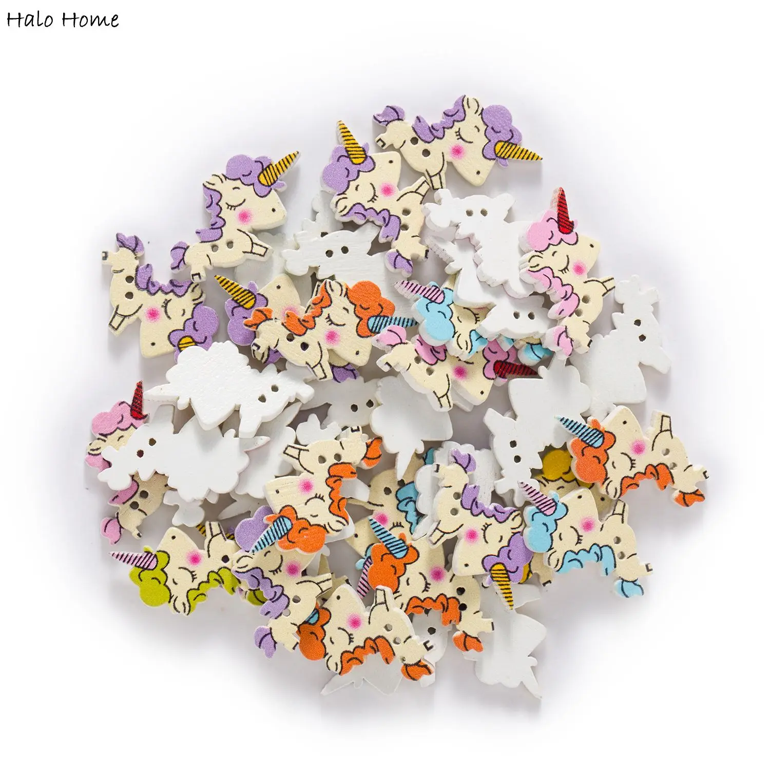 30 шт. Лошадь Единорога из мультфильма серии с деревянными пуговицами пошитые