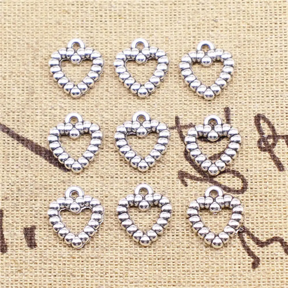 

For Jewelri Make 13x12mm Heart Charms Antique Silver Color 20pcs