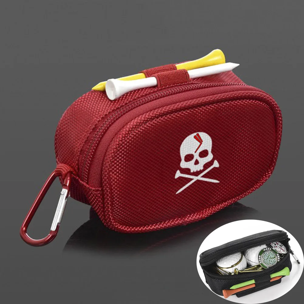 

Mini Golf Ball Bag Tee Holder Storage Pouch Portable Skull Golf Zip Handbag Portable Golf Ball Storage Bag Holder Waist Pouch