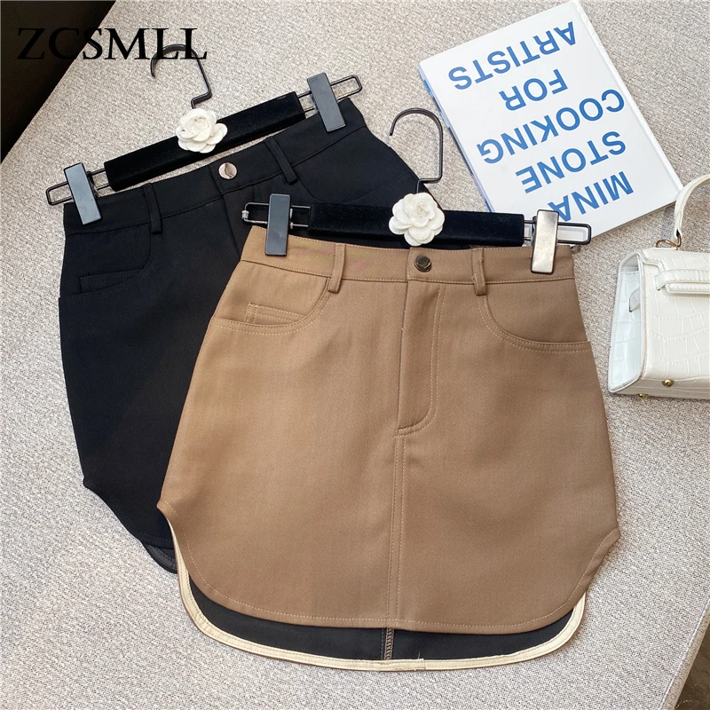 

ZCSMLL New Korean Version of Wild Sexy Irregular Package Hip Short High Waist Women Black Skirt 2021spring Autumn