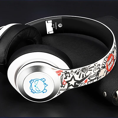 Беспроводные наушники Bluetooth наушники гарнитура Высокая точность стерео Бас светодиодный светильник геймер с микрофоном auriculares для телефона - Цвет: Angry bear White