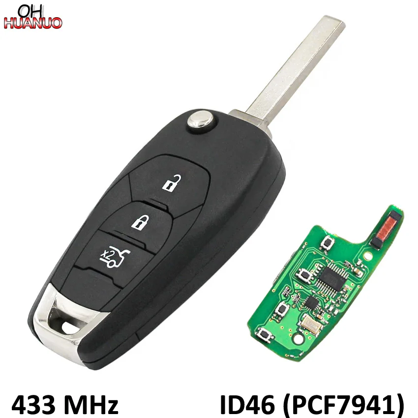 Складной модифицированный дистанционный смарт ключ брелок с 3 кнопками для Chevrolet