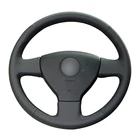 Рука сшитый черный PU искусственная кожа Чехол рулевого колеса автомобиля для Volkswagen VW Golf 5 (V) Golf Plus поло Jetta Tiguan Touran