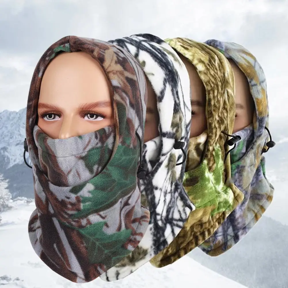 

Зимние камуфляжные многофункциональные флисовые шапки с капюшоном, камуфляжные маски для верховой езды, аксессуары, спортивные зимние шап...