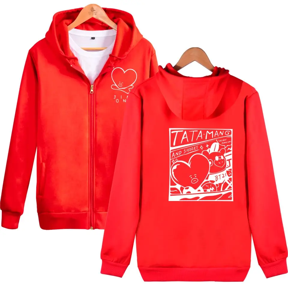 Kpop Bangtan Jim V Zipper Hoodies Sweatshirt Cool Kpop College Stylish New Autumn/Winter Casual Fashion Zipper Sweatshirt