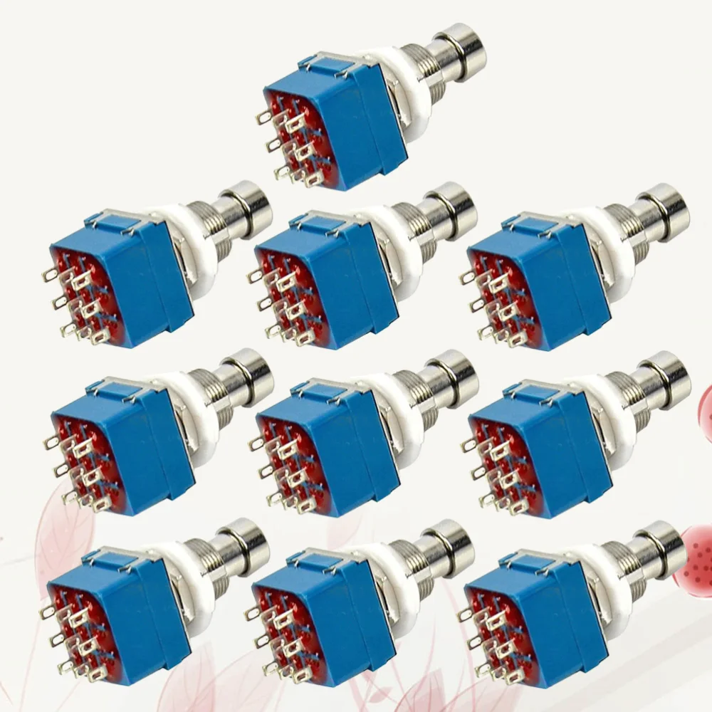 

10pcs 9-pin 3PDT Electric Guitar Effects Pedal Box Stomp Foot Metal Switch True Bypass (Blue)