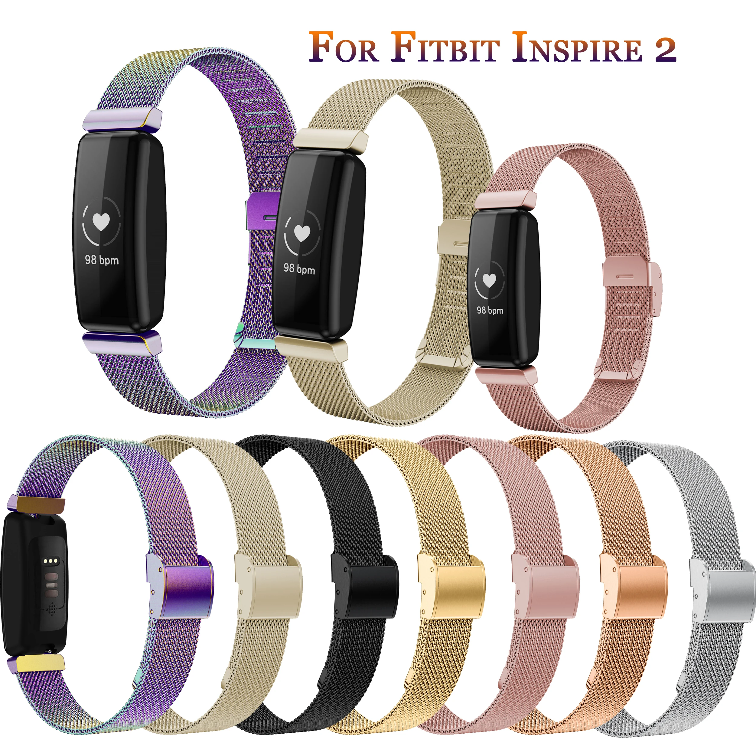 Ремешок для умных часов Fitbit Inspire 2 сменный сетчатый ремешок из нержавеющей стали