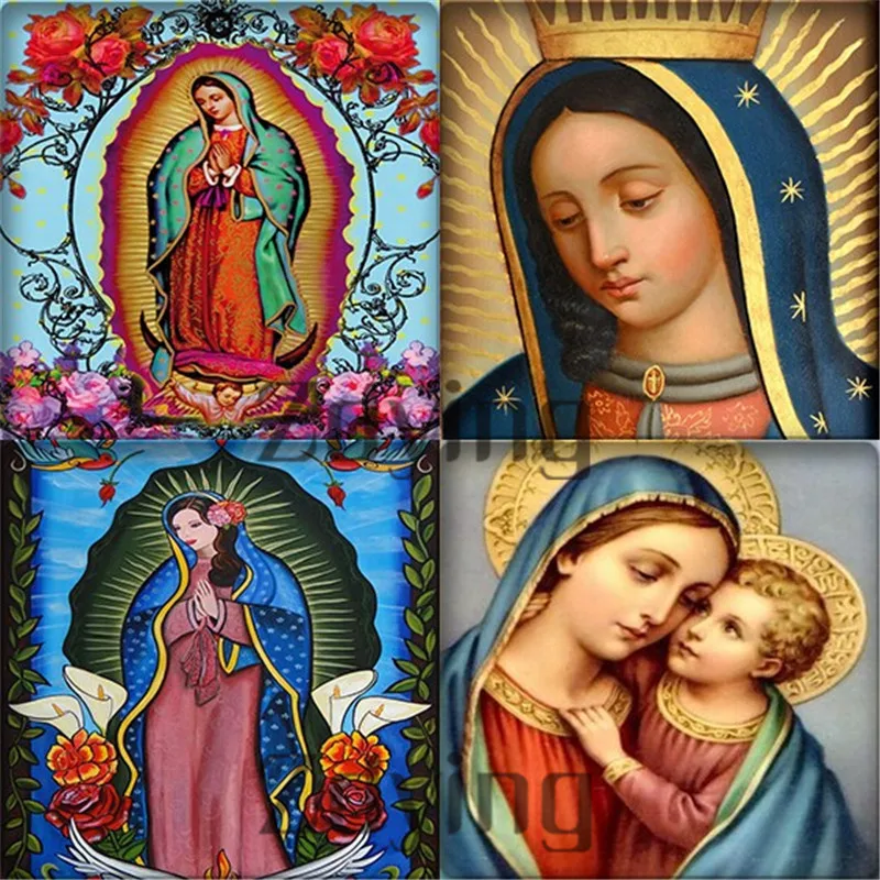 Zmo 5 шт./лот Дева Мария с малышом квадратной формы стеклянный кабошон демонстрация