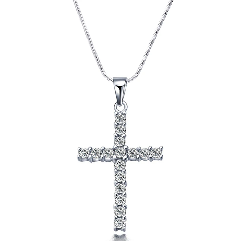 

Gothic Style Cross Necklace Pendant Sliver Color Zircon Cross Necklace Pendant for Woman Temperament Jewelry Dropshipping