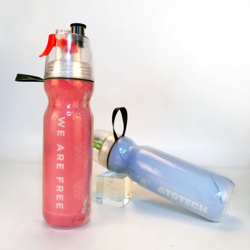 Креативный спортивный ПЭ холодный чайник двухслойный спрей бутылка для воды
