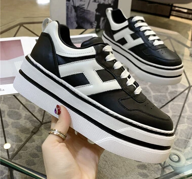Zapatillas mujer; Новинка года; Цвета: зеленый, нейлон; красивые женские кроссовки на высокой платформе 6 см со шнуровкой; мягкая кожа - Цвет: color 2