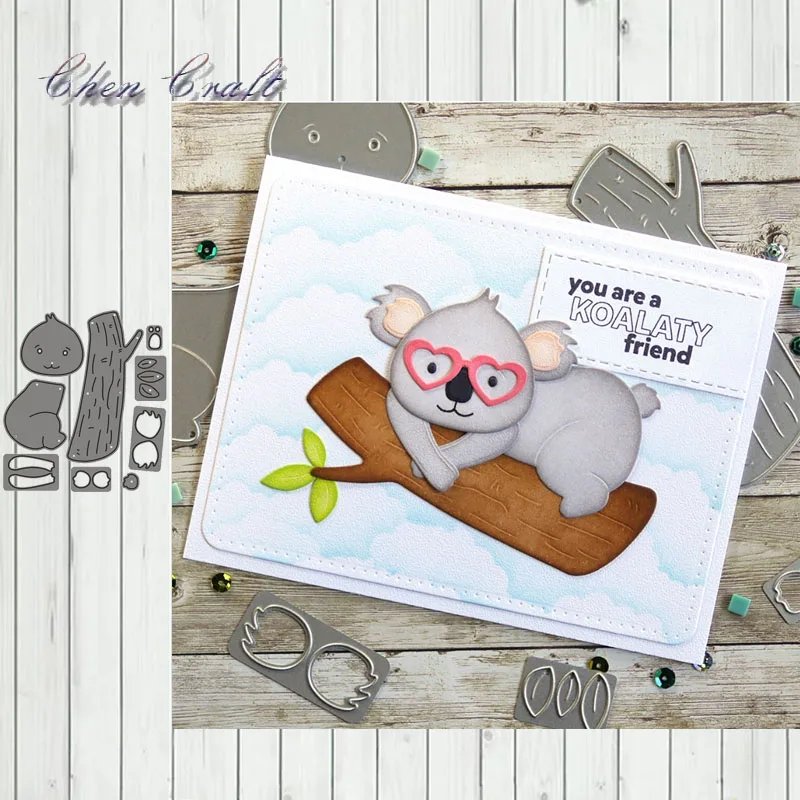 Милый коала металлический Трафаретный вырубной штамп рамка с надписью украшения