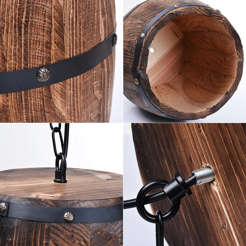 

A Creative Hanging Fixture Pendant Lighting Wood Wine Barrel Suitable For Bar Cafe Lights DIY Ceiling Restaurant Barrel Lamp
