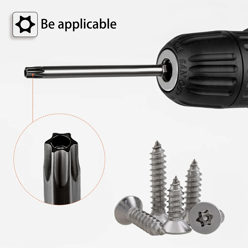 Набор сверл Torx с магнитным наконечником 9 шт. насадки из стали S2 для безопасной