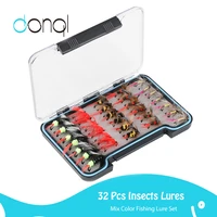 donql insects fishing lures flies fly fishing bait with super sharpened crank hook 32 pcs fishing tackle artificial insect set