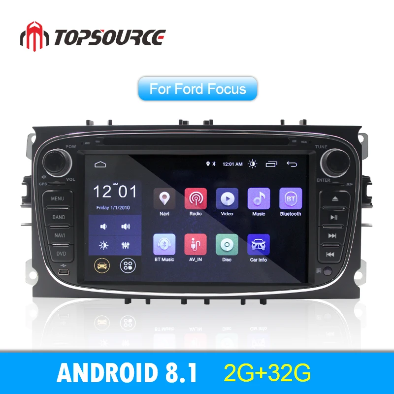 Kaufen TOPSOURCE Android 8,1 2GB RAM Auto Multimedia-Player GPS Navi 2 Din Auto DVD Radio Für Ford Focus Kuga S-MAX Mondeo C-MAX Galaxy