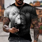 Футболка мужская оверсайз с коротким рукавом, Повседневная модная рубашка с 3D-принтом льва, Топ в стиле Харадзюку, лето 2021