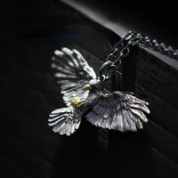 vintage silver plated eagle pendant necklace fashion crow necklace personality men and women punk hip hop rock party jewelry