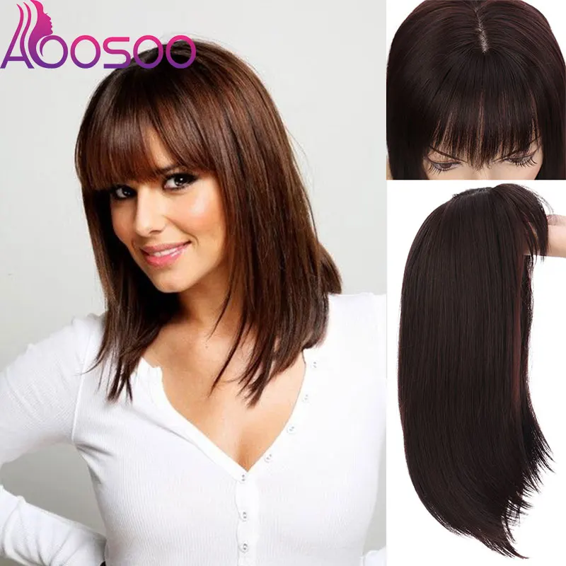 

AOOSOO longa onda natural escuro brown marrom perucas de cabelo sintético festa uso diário peruca para preto