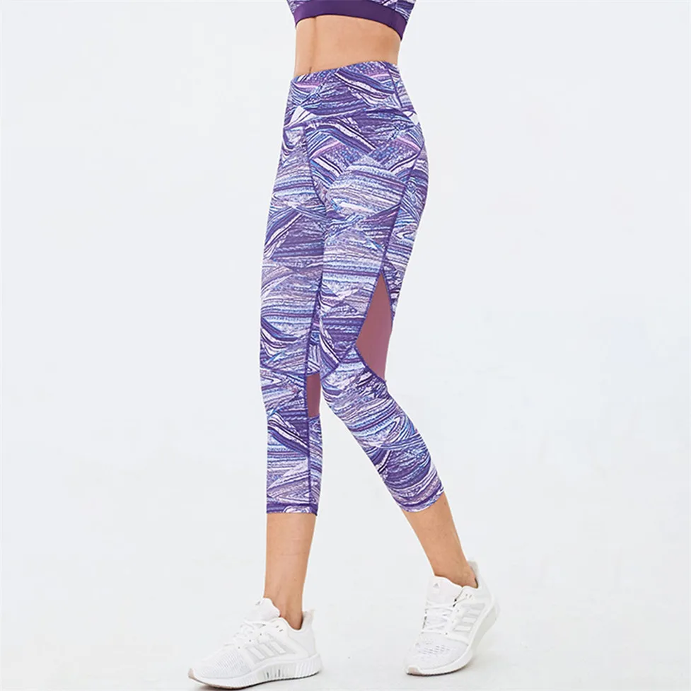 

Melody Gym Pants Women Yoga High Waist Workout Pants for Plus Size Splicing Printed Seamless Hip-lifting Ladies Fitness Female