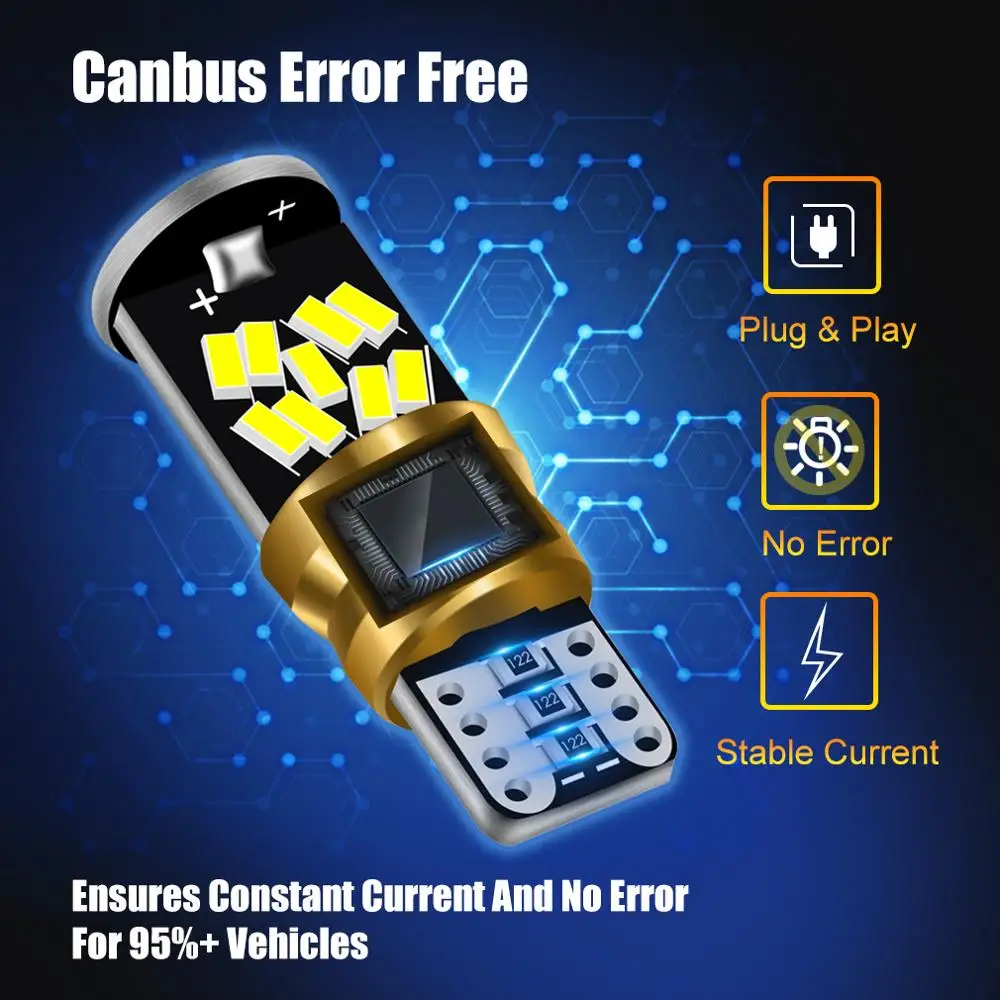 2 шт. W5W светодиодный T10 Canbus лампы 27SMD автомобиля интерьер чтение стояночный фонарь
